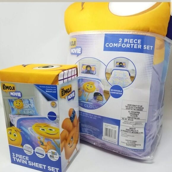 Emoji Movie Twin Bed Set Reversible Comforter Sham - Picture 7 of 8